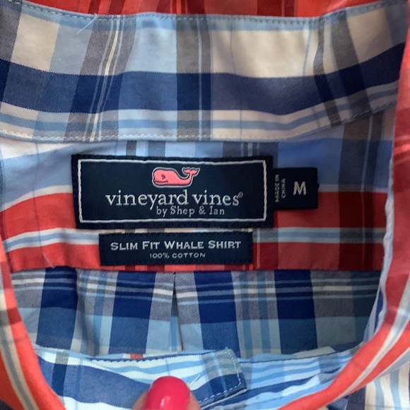 Vineyard Vines Red Slim Fit Whale Shirt, Red White Blue, M - Picture 3 of 8